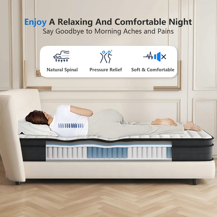 Crayan Queen Mattress, 12 Inch Hybrid Memory Foam Mattress in a Box with Individual Pocket Spring for Motion Isolation & Silent Sleep, CertiPUR-US