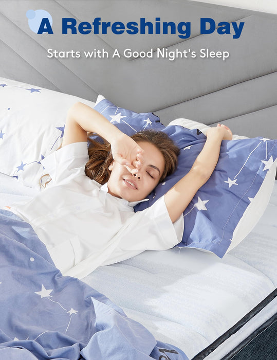 Lomeluous Queen Mattress 14 Inch,Luxurious Layered Support Queen Size Mattress with 3” Pressure Relie Layer and Coils System for Proper Lumbar & Hip Support, Cooling Upgrade Medium Firm