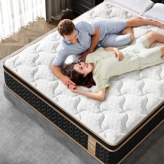 Firm Queen Mattress 14 Inch, Luxury Hotel Cooling Queen Size Hybrid Mattress in a Box, 7-Zones Individual Pocket Spring, Extra Hip/Shoulder/Lumbar Support, Fiberglass-Free, 365-Night Trial,CertiPUR-US