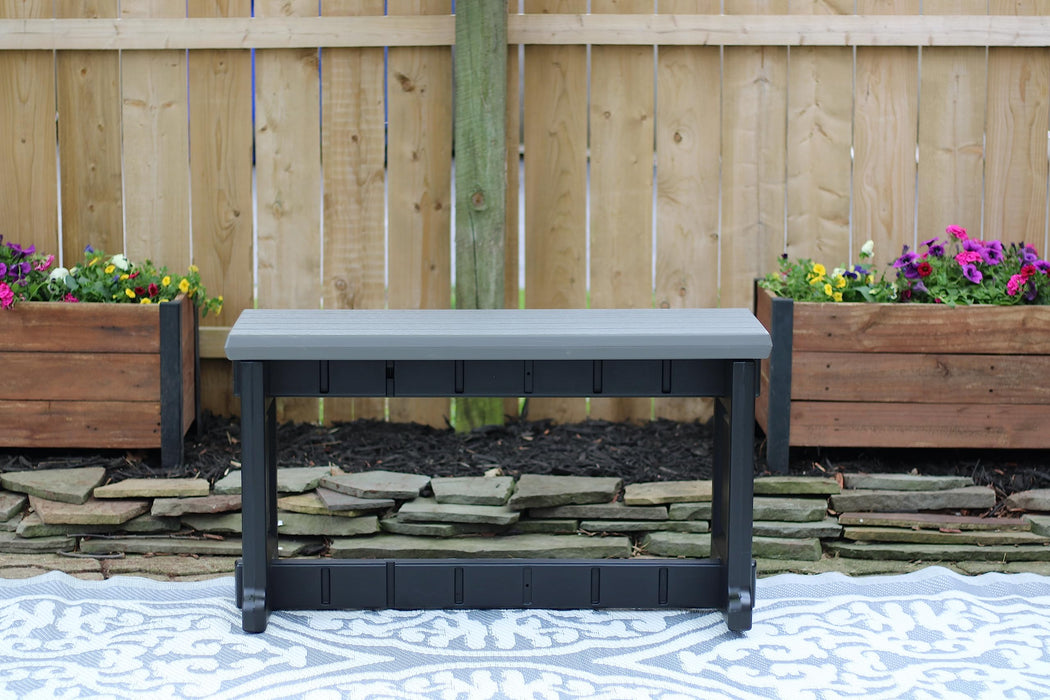 Leisure Accents Bench, Deep Grey Top with Black Sides, 1 Pack - Proudly Made in The USA, Click and Lock Hardware-Free Assembly, Durable and Stylish Outdoor Seating