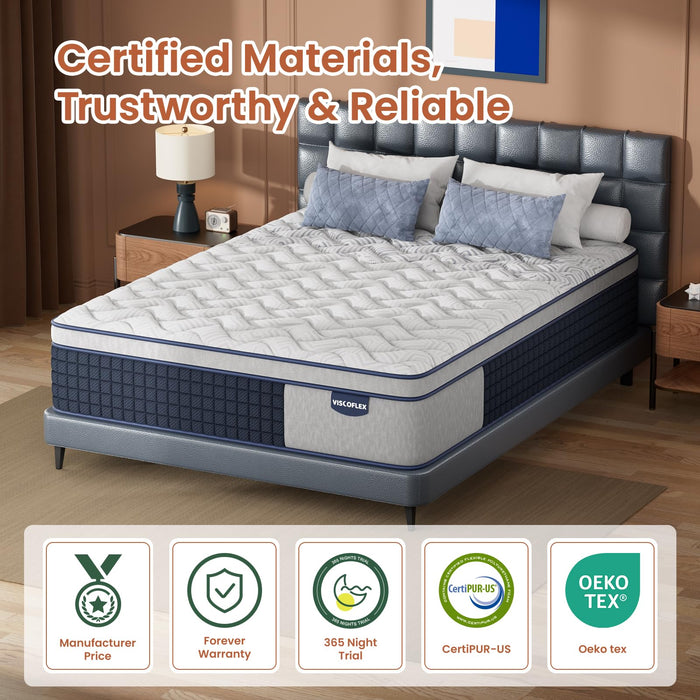 Extra Firm Twin Mattress 10 Inch Deep Sleep Hybrid Mattress Lumbar Support