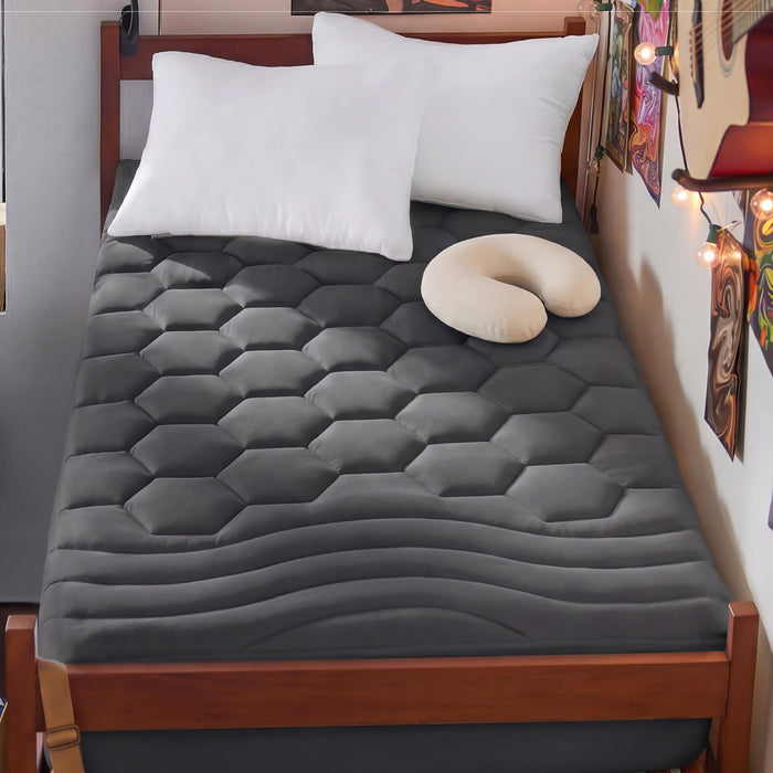 Bedsure Grey Twin XL Mattress Pad - Soft Mattress Topper for College Dorm Room Essentials, Extra Long Twin Bed Cover Protector with 8-21 Inches Deep Pocket, Washable, Grey, 39x80 Inches