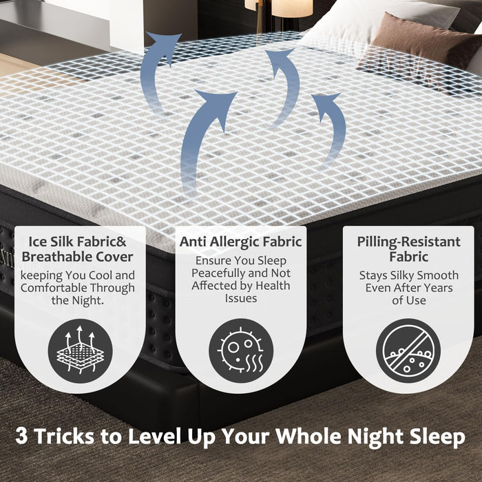 Queen Size Mattress, 12 Inch Queen Mattress in a Box, Cooling Matress with Memory Foam & Individual Pocket Springs for Pressure Relief & Spinal Alignment, Zoned Back Support & Motion Isolation