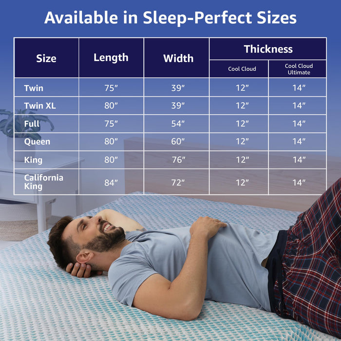 ROOST SLEEP Cool Cloud 12-Inch Queen Mattress, Gel Memory Foam for Back Pain Relief & Cool Sleep, Medium Plush, CertiPUR-US Certified, Made in USA, Bed in a Box