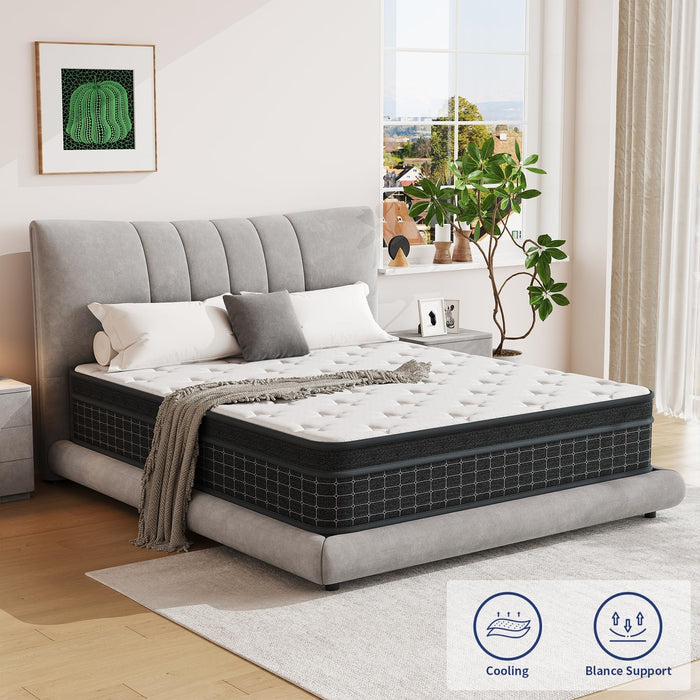 SupremeSleep Queen Mattress, 12 Inch Queen Size Mattresses in a Box, Individually Wrapped Pocket Coils for Isolate Motion,Pressure Relief, CertiPUR-US Certified, Support Comfort & Medium Firm
