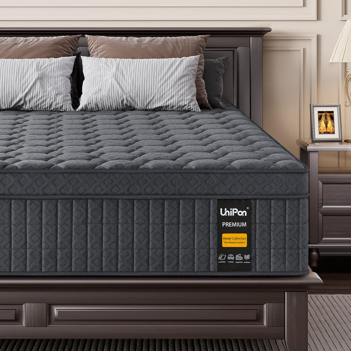 UniPon 14 inch Medium Firm Mattress Queen, Hybrid Mattress with Back and Lumbar Hip Support, Fiberglass Free, 365 Nights Trial, 10 Years Warranty