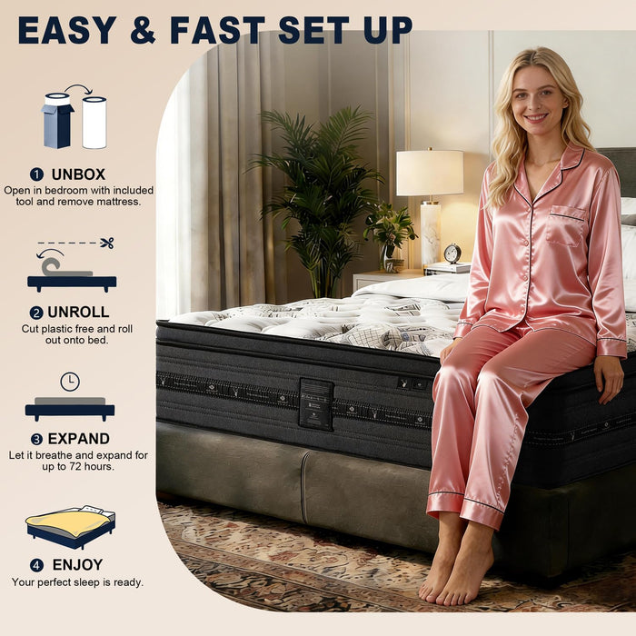 Maranon Queen Mattress 12 inch, Hybrid Queen Size Mattress in a Box, Individually Wrapped Coils & Gel Memory Foam for Back Support, Pressure Relief & Motion Isolation, Medium Firm, 365 Nights Trial