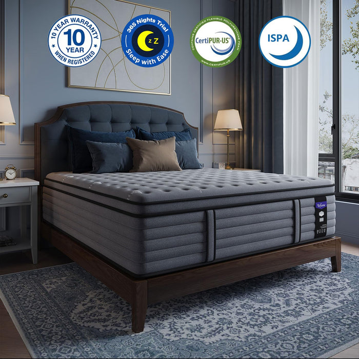 Queen Mattress 14 Inch, Hotel Luxury Hybrid Queen Size Mattress In A Box, Extra Enhanced Support, Relieve Back & Waist Pain, Cooling Sleep, Fiberglass-Free, CertiPUR-US, 365-Night Trial, Medium Firm