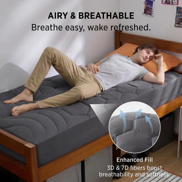Bedsure Grey Twin XL Mattress Pad - Soft Mattress Topper for College Dorm Room Essentials, Extra Long Twin Bed Cover Protector with 8-21 Inches Deep Pocket, Washable, Grey, 39x80 Inches