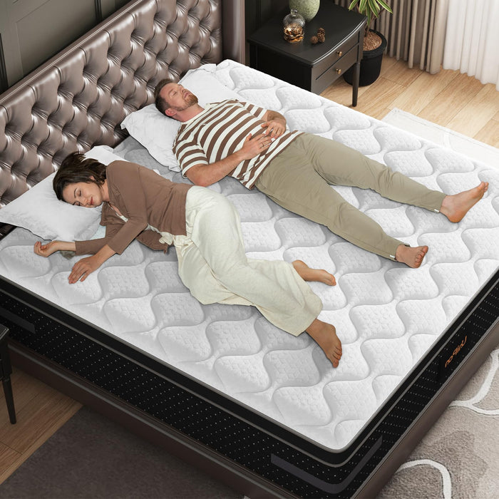 UniPon 14 inch Queen Size Mattress, Hybrid Mattress in a Box with Zoned Lumbar Support for Side Sleepers, Pressure Relief, Fiberglass Free, 365 Nights Trial, 10 Years Warranty