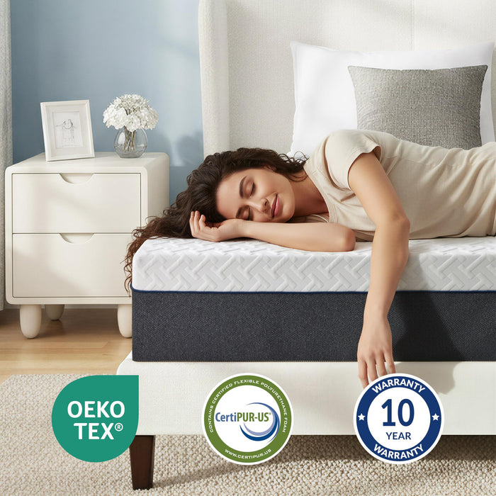 Gelsea Queen Mattress 10 Inch for Cool Sleep & Pressure Relief, Gel-Infused Green Tea Memory Foam, Medium Plush Support with Egg-Crate Design, CertiPUR-US Certified, Fiberglass Free Bed in a Box