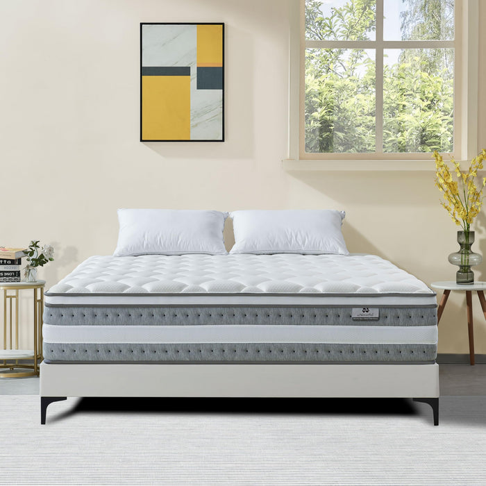 Naruchu Queen Mattress, 12 Inch Queen Size Hybrid Mattresses with Memory Foam and Individual Pocket Spring for Motion Isolation, Pressure Relief, Medium Firm Mattress in a Box, 60 * 80 * 12