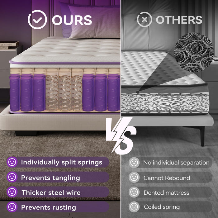 Susalt 12 Inch Queen Size Hybrid Mattress in a Box, CertiPUR-US Certified Mattress with Gel Memory Foam and Pocket Springs,Pressure Relief &Medium Firm,100-Night Trial