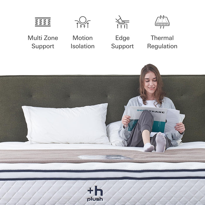 Plush Dream Queen Mattress 12 Inch Hybrid Pocketed Springs - Mattress in a Box with Memory Foam, Soft Plush Feel, Motion Isolation, Multi-Zone Spinal Support