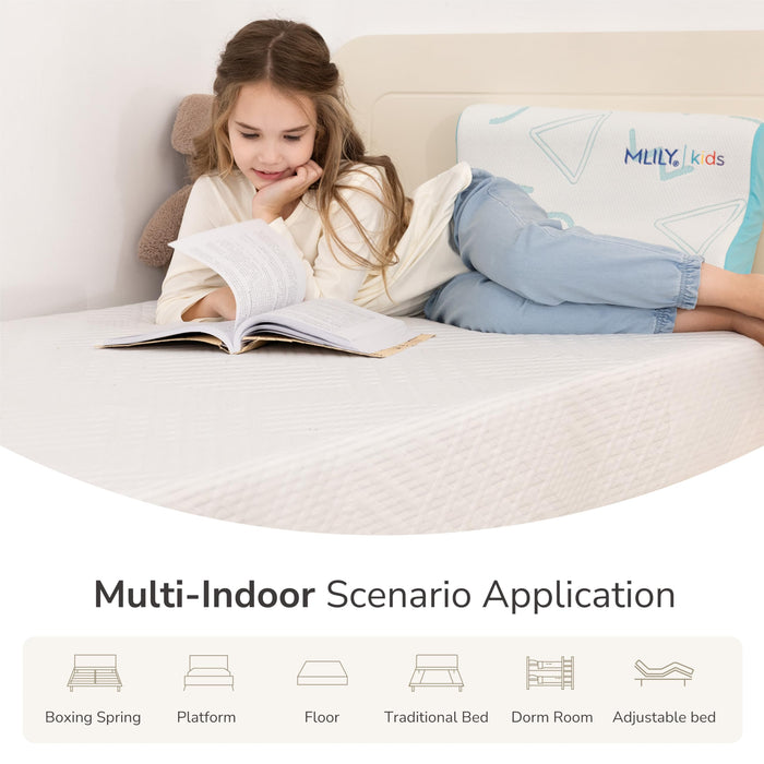 MLILY 8 Inch Twin Mattress for Kids Green Tea Memory Foam Medium Firm