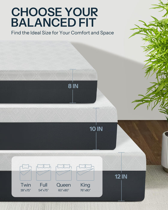 King Size Mattress, 10 Inch Cooling-Gel Memory Foam King Bed Mattress Made in USA, Pressure Relief, Motion Isolation, Breathable Fabric, Mattresses in a Box for Optimal Sleep Quality, CY-10-K