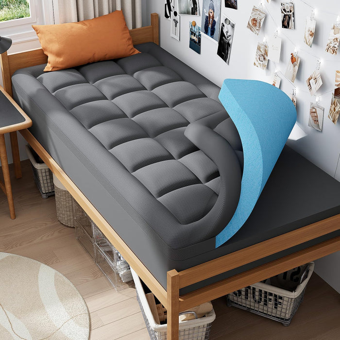 ELEMUSE Twin XL College Dorm Essentials 3 Inch Memory Foam Mattress Topper