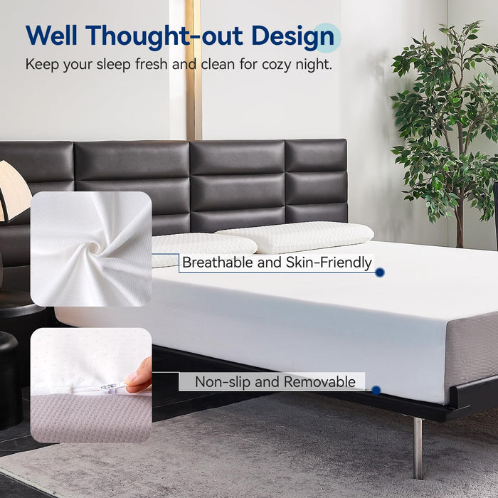 Amazon Basics Memory Foam Mattress, Medium Firm, Breathable, 10 Inch, Full, White/Grey