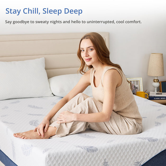 EGOHOME Firm Queen Mattress 12 Inch Memory Foam Mattresses Bed in a Box with Gel Foam and Removeable Fiberglass Free Cover for Cool Sleep and Back Pain Relief, CertiPUR-US Certified, Blue