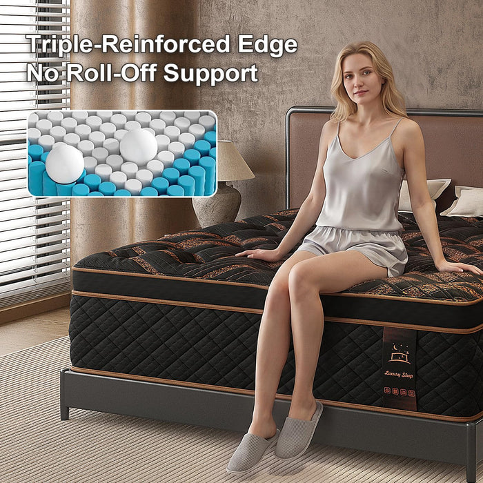 VISCOUNTESS Full Hybrid Mattress 14 Inch, Medium Mattress Euro Top for Back & Lumbar Support, Individual Pocket Spring for Motion Isolation & Pressure Relief