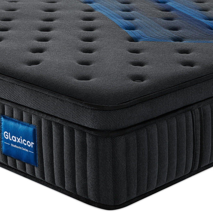 Glaxicor Full Size Mattress, 14 Inch Gel Memory Foam Hybrid Mattress with Moisture-Wicking Cover, Fiberglass Free, No Motion Isolation & Medium Firm Support, Luxury Double Mattresses
