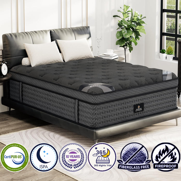 Queen Size Mattress (High-End Upgraded) Hotel-Level Luxury 18 Inch Hybrid Queen Mattress In A Box, Cooling-Gel Memory Foam & Pocket Springs, Back Pain, Extra Edge Support, 365-Night Trial, Medium Firm