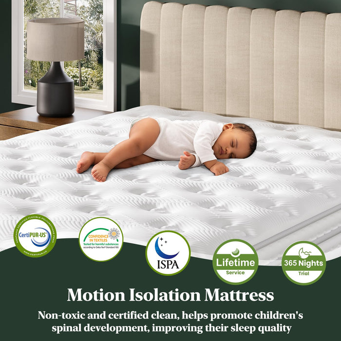 FP FLEXPEDIC Queen Mattress, 14 Inch Luxury Hybrid Mattresses, Fiberglass-Free Memory Foam Mattress in a Box, Individual Pocket Spring-Motion Isolation-Extra Edge Support,365 Nights Trial,CertiPUR-US