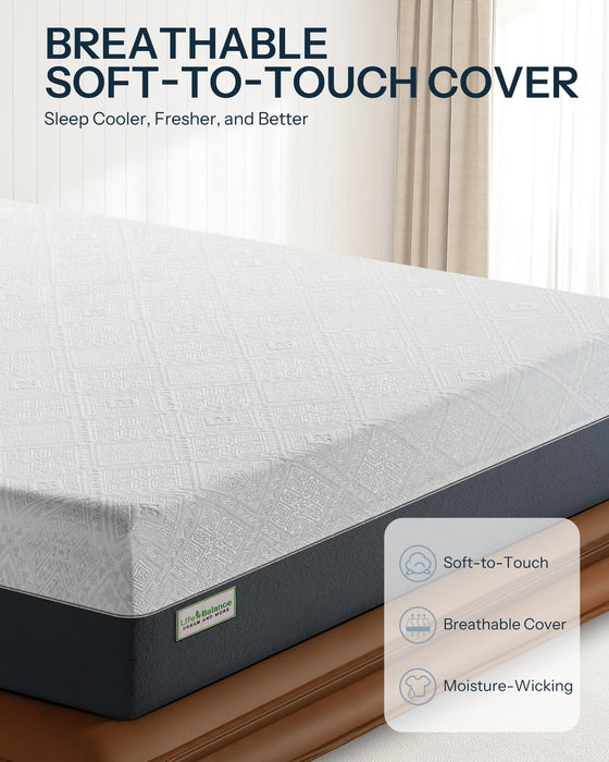 King Size Mattress, 10 Inch Cooling-Gel Memory Foam King Bed Mattress Made in USA, Pressure Relief, Motion Isolation, Breathable Fabric, Mattresses in a Box for Optimal Sleep Quality, CY-10-K