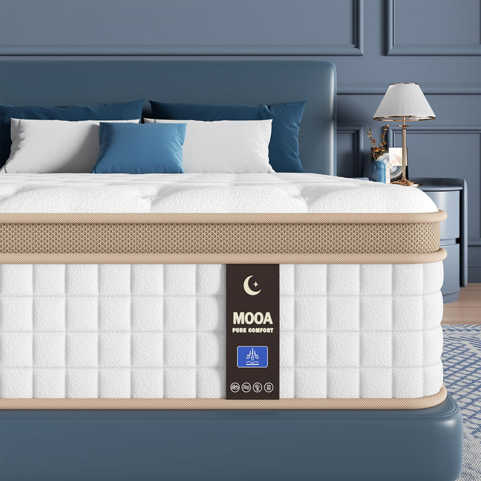 MOOA Queen Mattress, 12 Inch Cooling Hybrid Mattress in a Box, Medium Firm