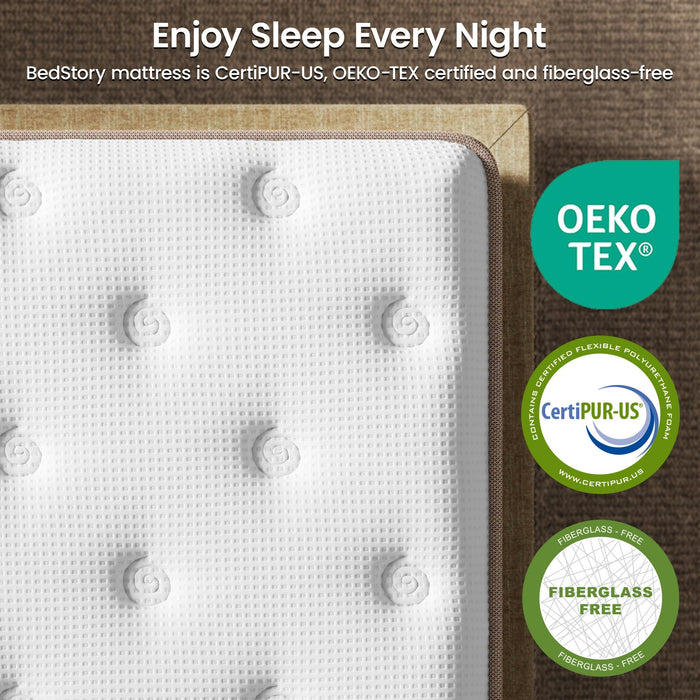 BedStory 14 inch Medium Firm King Mattress, Deep Sleep Hybrid Mattresses in a Box, Zoned Lumbar Support for & Back Pain Relief, Made in USA, CertiPUR-US Certified, 365 Night Trial, 10-Year