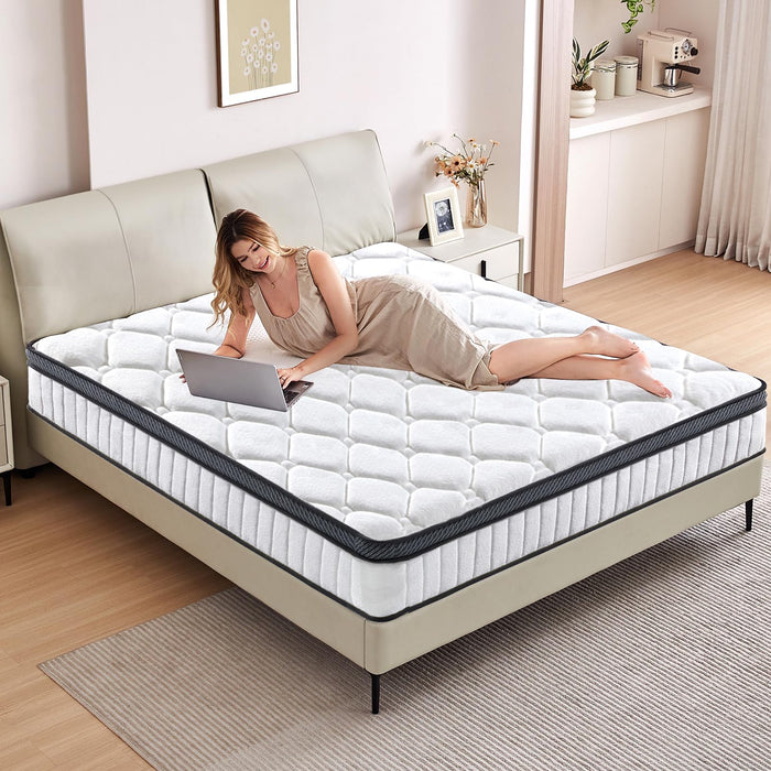Caopu Queen Size Mattress 12 inch Mixed Mattress 80"*60"*12" Boxed Gel Memory Foam Mattress Individually Pocketed Springs Pressure Relief and Motion Isolation Mattress for Better Sleep Queen Mattress