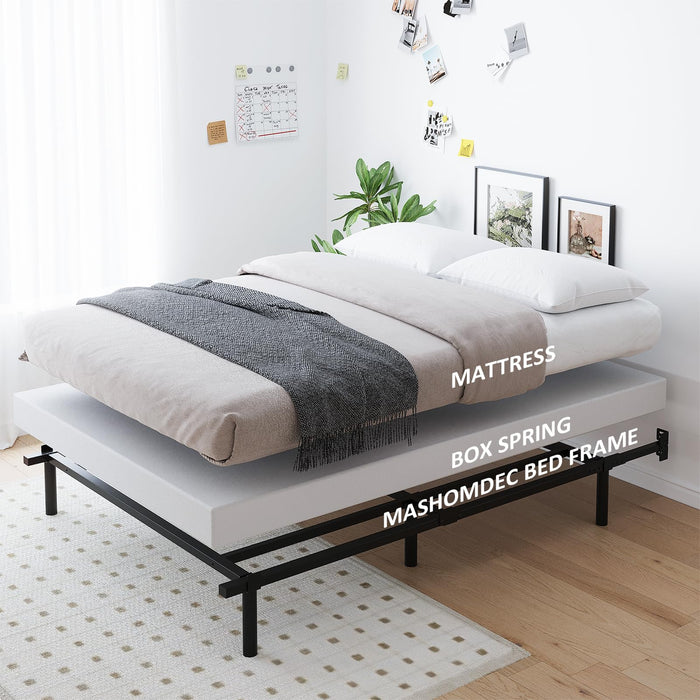 Mashomdec Twin Metal Bed Frame, 7 Inch Low Heavy Duty Platform Bed Frames Twin Size for Box Spring and Mattress, Easy Assembly, Noise-Free, Adjustable, Black