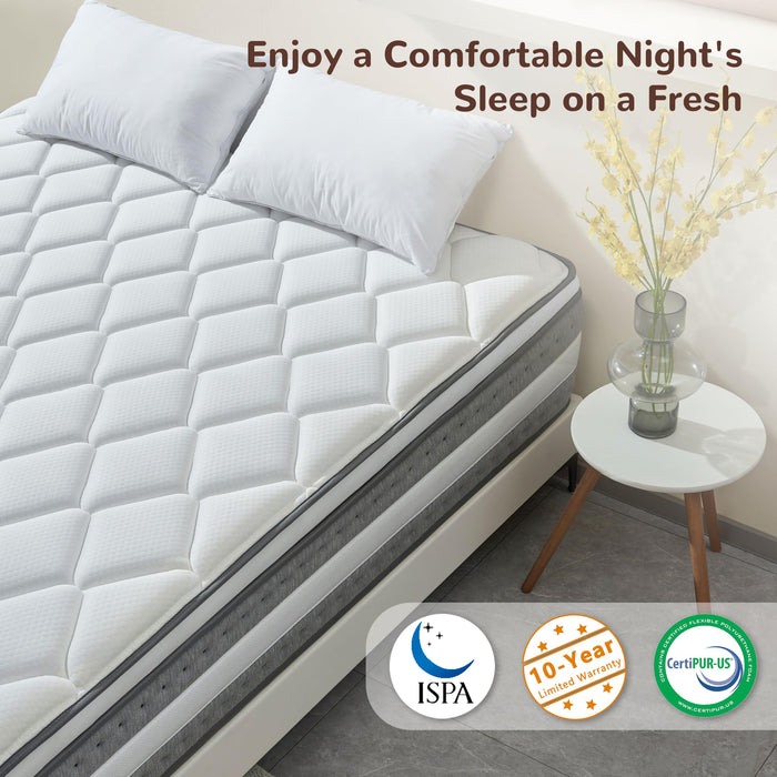 Naruchu Queen Mattress, 12 Inch Queen Size Hybrid Mattresses with Memory Foam and Individual Pocket Spring for Motion Isolation, Pressure Relief, Medium Firm Mattress in a Box, 60 * 80 * 12