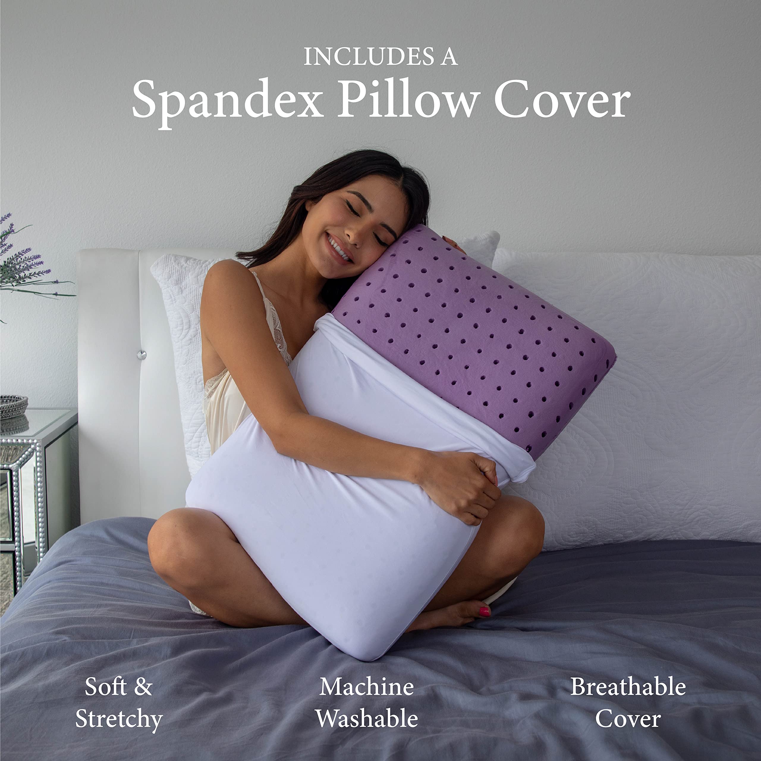 Pharmedoc Cooling Memory Foam Pillows, 2 Pack, Ventilated Lilac