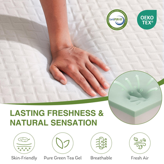 EGOHOME 12 Inch Queen Mattress, Memory Foam Mattress in a Box with Cooling Green Tea Gel, Relieve Pressure with Medium Support, CertiPUR-US Certified, 80''L x 60''W, White