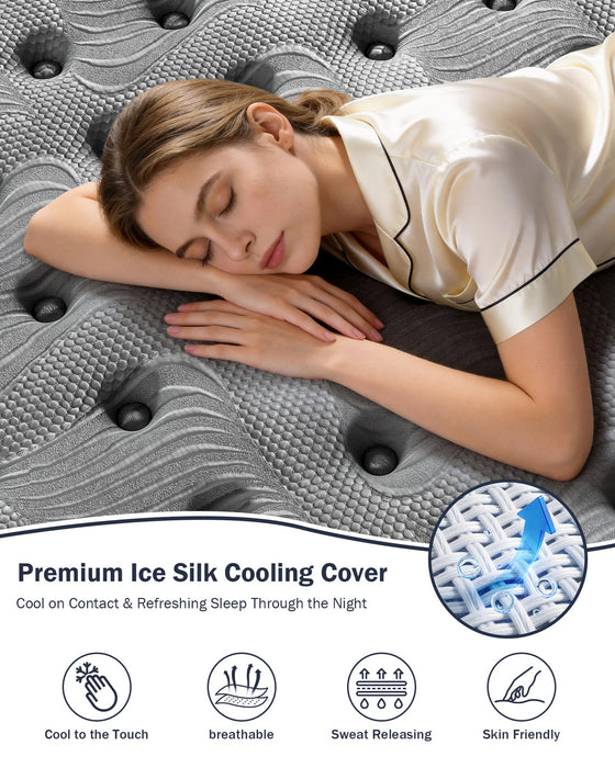 Firm Queen Mattress 14 Inch, Cooling Hybrid Queen Mattress for Deep Sleep