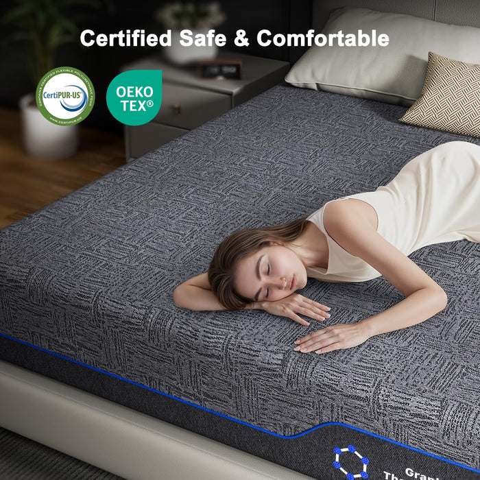 AMADA HOMEFURNISHING 12 Inch Queen Size Memory Foam Mattress, Cooling Sleep & Pressure Relief, Medium Firm Plus Feel & Fiberglass-Free, CertiPUR-US Certified Mattress Bed in a Box