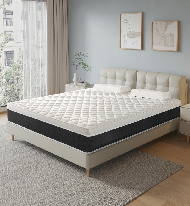 elitspace Queen Size Mattresses,Memory Foam Hybrid Mattress in a Box,10 inch Medium Firm Feel mattresses,Individual Pocket Spring and Supportive, Comfort for Sleep,Pressure Relief,Black & White.