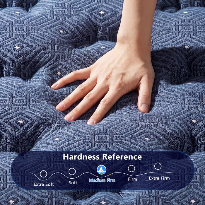 Queen Mattress, Crown Hybrid Mattress in a box, Medium Firm Mattress(12 in）