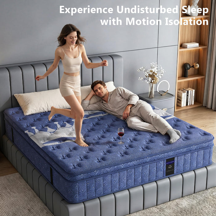 Queen Mattress, Crown Hybrid Mattress in a box, Medium Firm Mattress(12 in）