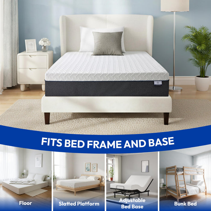 Gelsea Queen Mattress 10 Inch for Cool Sleep & Pressure Relief, Gel-Infused Green Tea Memory Foam, Medium Plush Support with Egg-Crate Design, CertiPUR-US Certified, Fiberglass Free Bed in a Box