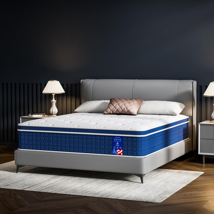 12 inch Queen Size Mattress 80"*60"*12" Hybrid Medium Firm Memory Foam in a Box with Pocket Springs CertiPUR US Extra Edge Support Anti-Sag Design Pressure Relief Queen Mattress