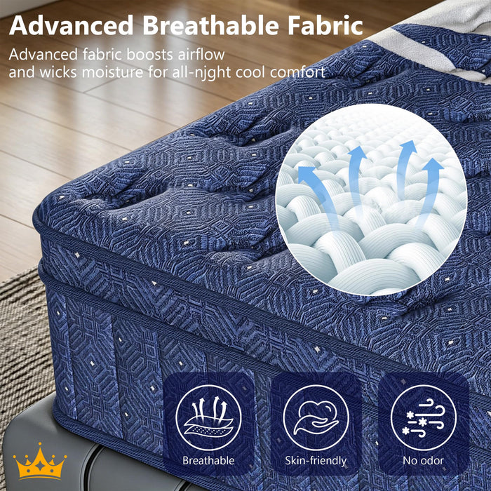 Queen Mattress, Crown Hybrid Mattress in a box, Medium Firm Mattress(12 in）