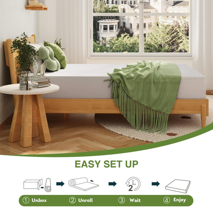 EGOHOME 6 Inch Twin Mattress for Kids, Memory Foam Mattress with Cooling Green Tea Gel, Relieve Pressure with Medium Firm Support, CertiPUR-US Certified, 75''L x 38''W, White