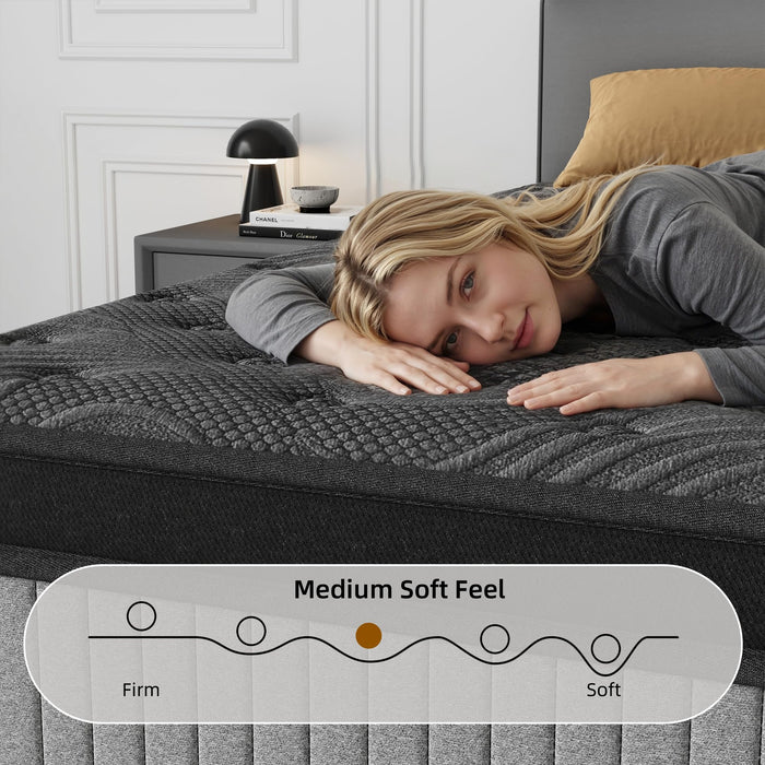 14 Inch Hybrid Mattress -Queen Memory Foam & Individual Pocket Springs - Medium Firm Hybird Mattress for Motion Isolation & Pressure Relief - Cool Gel Infused for Hot Sleepers