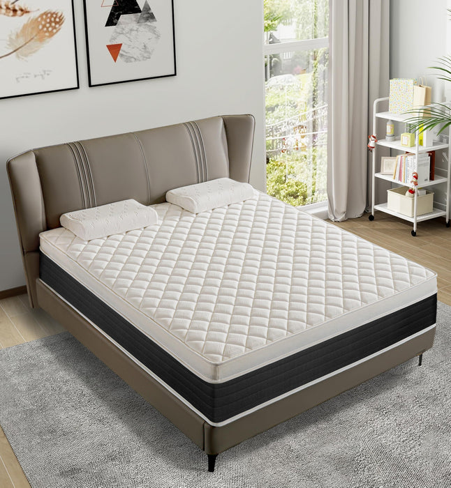 elitspace Queen Size Mattresses,Memory Foam Hybrid Mattress in a Box,10 inch Medium Firm Feel mattresses,Individual Pocket Spring and Supportive, Comfort for Sleep,Pressure Relief,Black & White.
