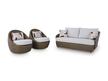 Double Point Outdoor Loveseat/2 Swivel Chairs (Set of 3)