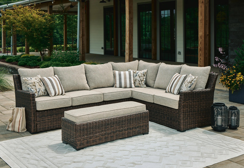 Brook Ranch Outdoor Sofa Sectional/Bench with Cushion (Set of 3)